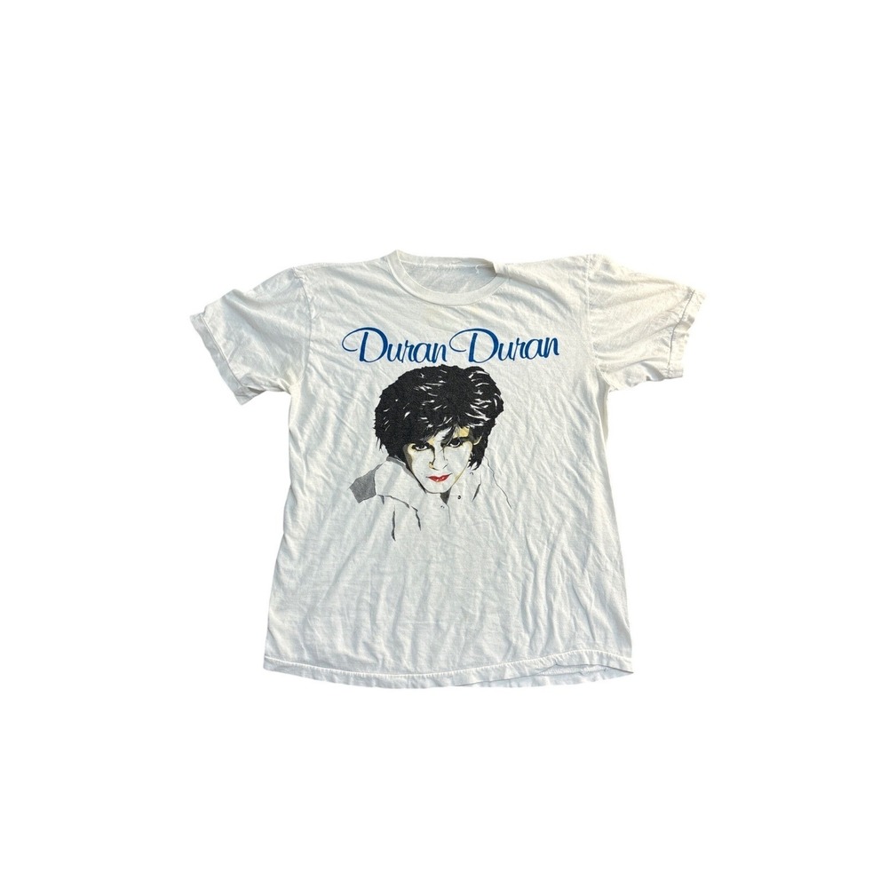 Vintage Duran Duran‎ Simon Le Bon Graphic T-Shirt White Band Tee Small